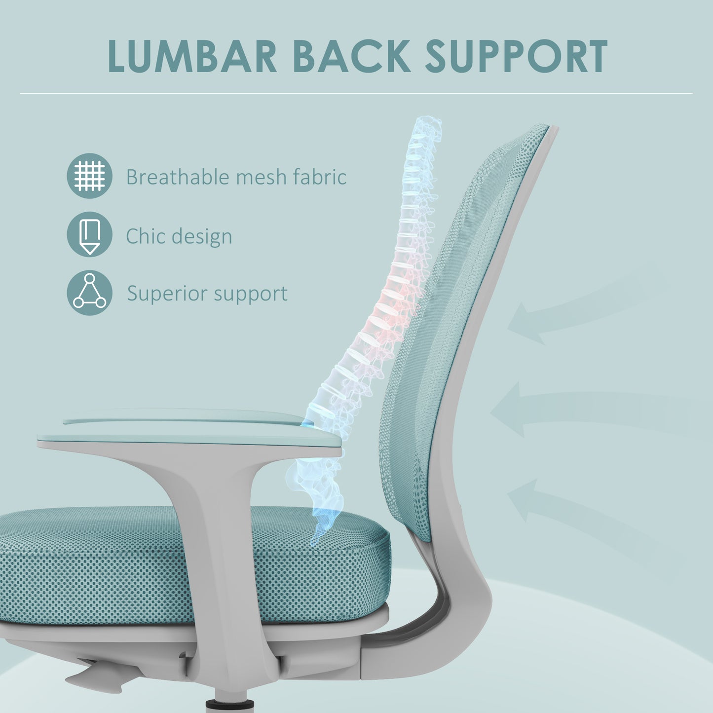 Mesh Back Office Chair | Height Adjustable 44–56cm | 120kg Capacity | Castor Wheels | Light Green