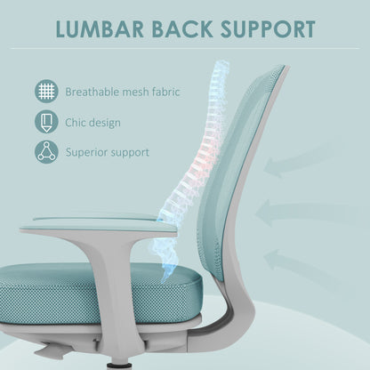 Mesh Back Office Chair | Height Adjustable 44–56cm | 120kg Capacity | Castor Wheels | Light Green