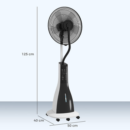 Pedestal Fan with Water Mist Spray, Spray Misting Fan with 75° Oscillation, 3L Water Tank, Wheels, for Home, 125 cm