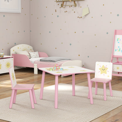 AIYAPLAY 3-Piece Toddler Table and Chair Set, Kids Table with 2 Chairs Set for Bedroom, Nursery, Playroom