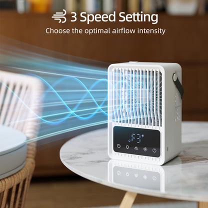 Desk Fan with Mist Humidifier & RGB Light | 550ml Top-Fill Tank | 3 Speeds | 2-Level Mist | Touch Panel | Black