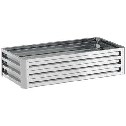 Outsunny Raised Beds for Garden, Galvanized Outdoor Planters, for Herbs and Vegetables, Use for Patio, Backyard, Balcony, Silver
