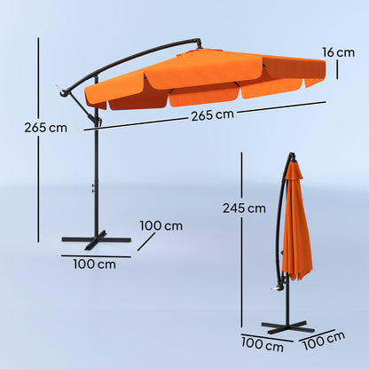 Outsunny 2.7m Garden Cantilever Banana Parasol - Orange