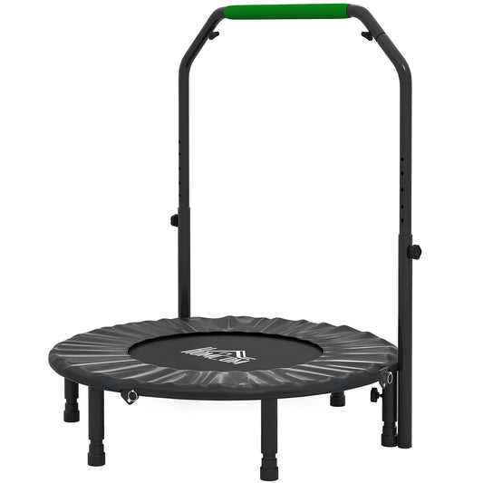 40" Foldable Mini Fitness Trampoline, with Adjustable Foam Handle, Green