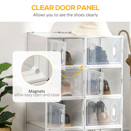 8 Piece Clear Shoe Box, Plastic Stackable Shoe Storage Box for UK/EU Size up to 12/46 with Magnetic Door for Women/Men, 28 x 36 x 21cm