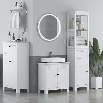 Under Sink Bathroom Cabinet, Freestanding Bathroom Sink Cabinet with Adjustable Shelf for Wall-Mounted Sinks, 60 x 30 x 60cm, White