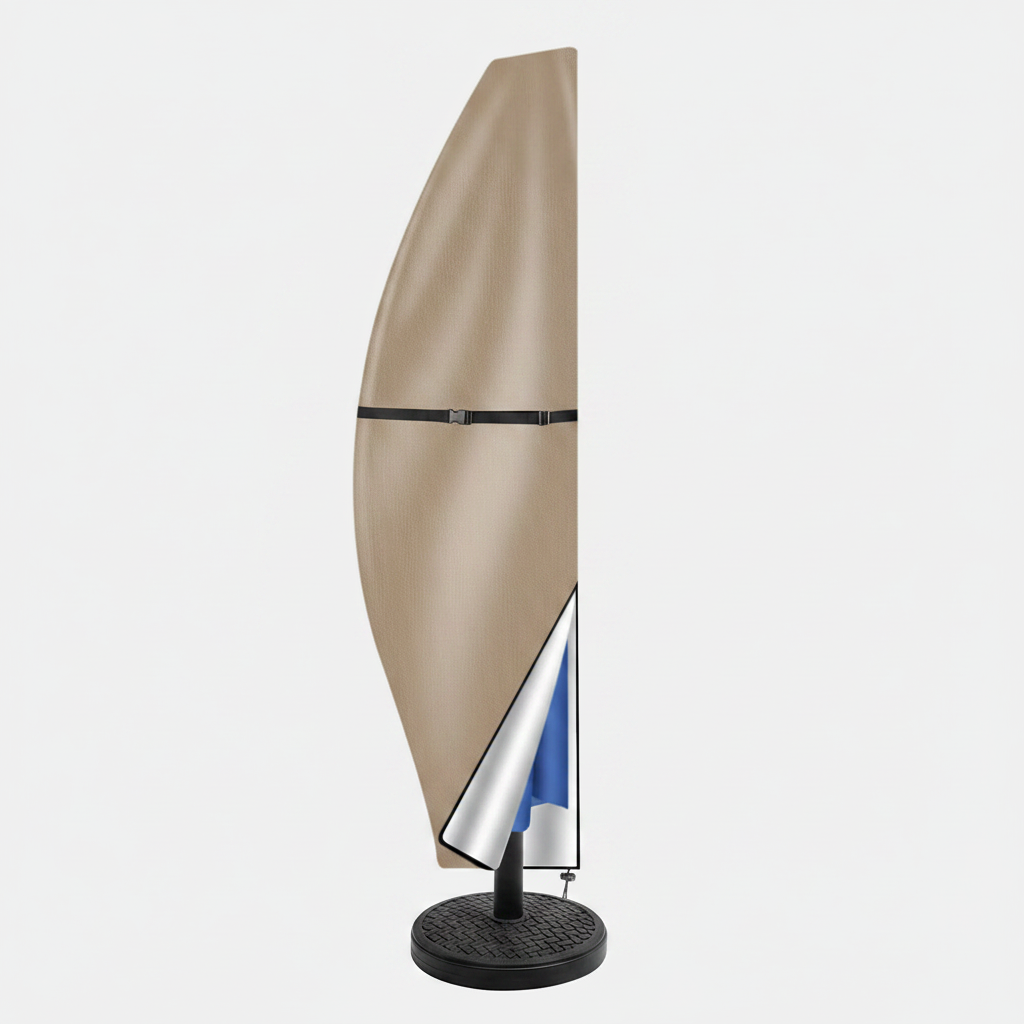 Banana Cantilever Parasol Cover | Fits 7ft–13ft | Waterproof 210D Oxford | Telescopic Rod | Khaki | Garden Patio | 3 Sizes