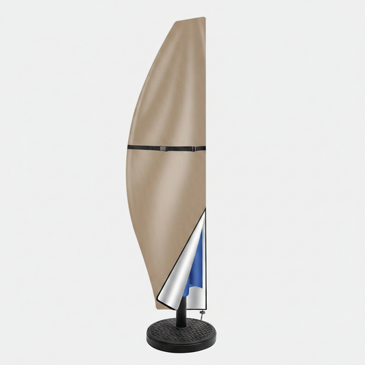 Banana Cantilever Parasol Cover | Fits 7ft–13ft | Waterproof 210D Oxford | Telescopic Rod | Khaki | Garden Patio | 3 Sizes