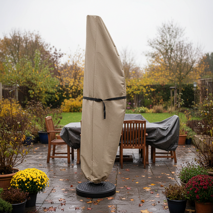 Banana Cantilever Parasol Cover | Fits 7ft–13ft | Waterproof 210D Oxford | Telescopic Rod | Khaki | Garden Patio | 3 Sizes