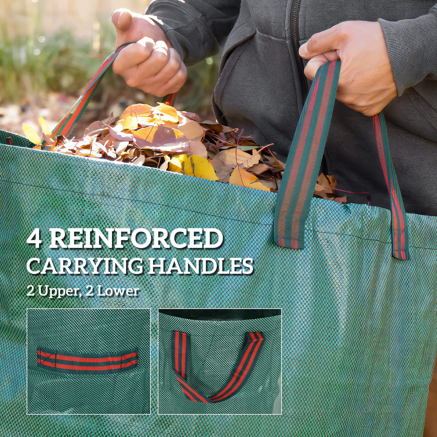 Garden Waste Bags, 272L x 3 Heavy Duty Garden Bags, Foldable and Reusable Garden Sacks with Handles for Collecting Garden Waste