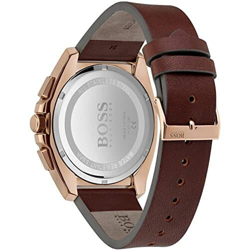 Hugo Boss Men's Grandmaster Chronograph Watch | Grey Dial & Gold Accents | Grey IP Bracelet | 46.5mm | 10ATM | HB1513882
