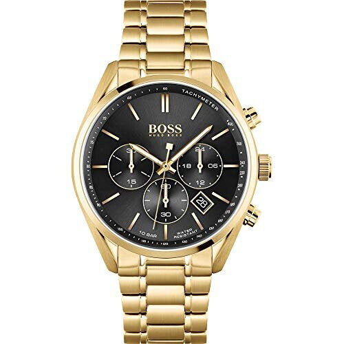 HUGO BOSS Chronograph Quartz Wrist Watch For Men With Gold Coloured Stainless Steel Bracelet HB1513848