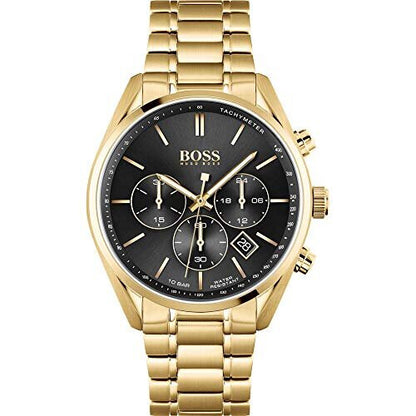 HUGO BOSS Chronograph Quartz Wrist Watch For Men With Gold Coloured Stainless Steel Bracelet HB1513848