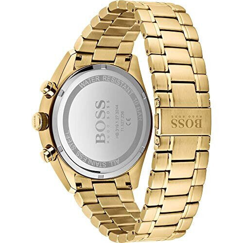 HUGO BOSS Chronograph Quartz Wrist Watch For Men With Gold Coloured Stainless Steel Bracelet HB1513848
