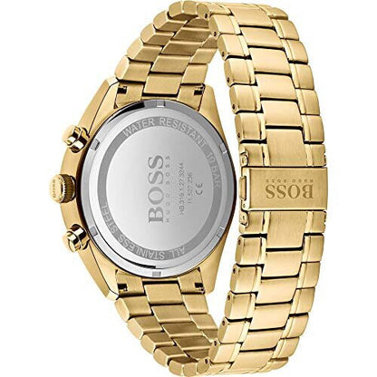 HUGO BOSS Chronograph Quartz Wrist Watch For Men With Gold Coloured Stainless Steel Bracelet HB1513848