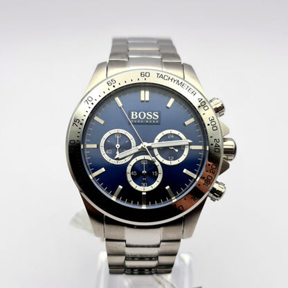 Hugo Boss Men's Ikon Chronograph Watch | Blue Dial | Silver Steel Bracelet | 46mm | 10ATM | HB1512963