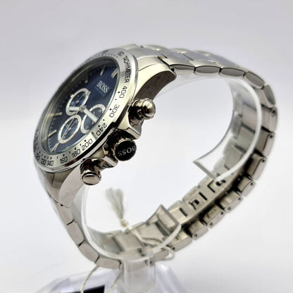 Hugo Boss Men's Ikon Chronograph Watch | Blue Dial | Silver Steel Bracelet | 46mm | 10ATM | HB1512963