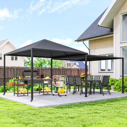 Outsunny 3 x 3 or 3 x 6m Garden Gazebo with Extendable Awning and Wheels, UPF30+ Outdoor Metal Gazebo Canopy Shelter for BBQ, Event, Party