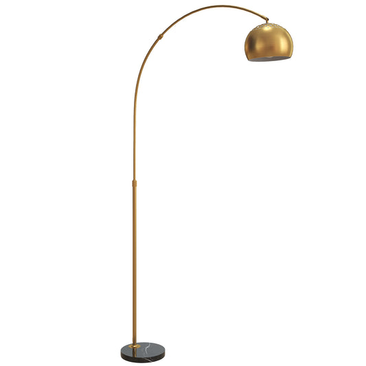 180cm Arc Floor Lamp for Living Room, Home Offices, Bedrooms, Modern Standing Lamp with Foot Switch, Faux Black Marble Base, Black Bell Shade