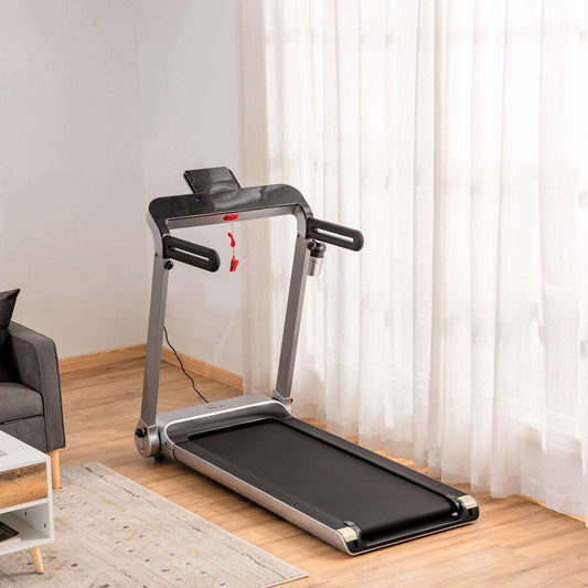 15km/h Electric Treadmill, 6-level Quick Speed Controls Folding Indoor Cardio Treadmill w/ LED Monitor, USB Port, Phone and Cup Holder, Silver