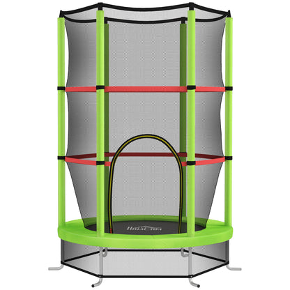 Kids Trampoline, with Enclosure Net, Steel Frame, for Ages 3-6 Years - Green / Blue