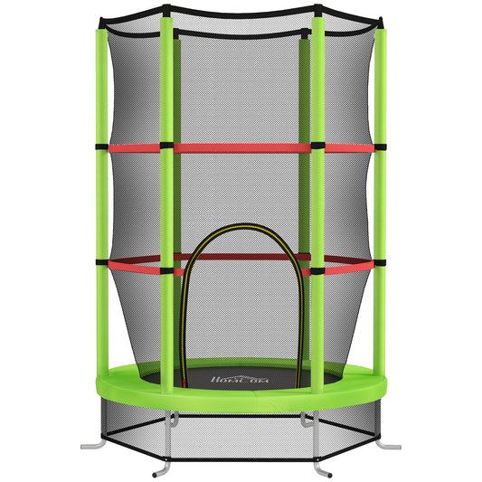 Kids Trampoline, with Enclosure Net, Steel Frame, for Ages 3-6 Years - Green / Blue