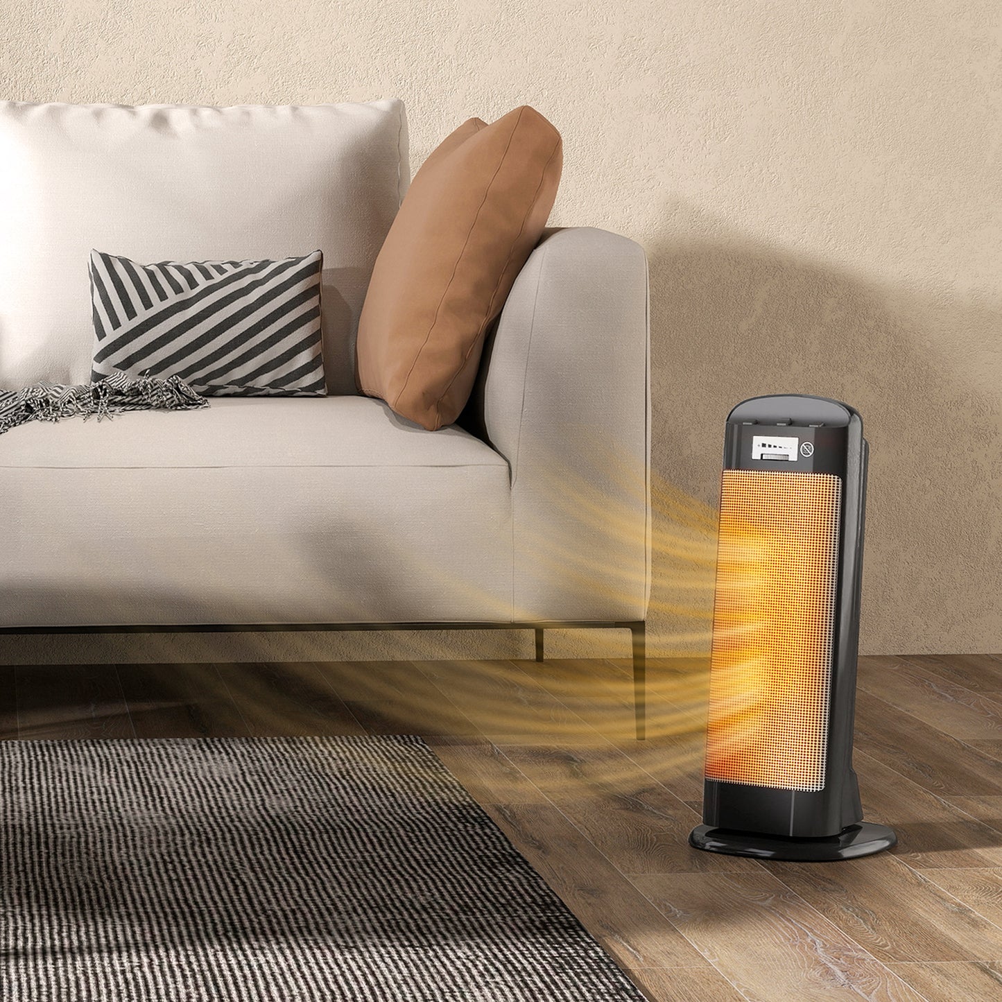 Ceramic Space Heater, 2000W Fan Electric Heater with 4 Modes, Adjustable Thermostat, 55° Oscillation, Tip-Over and Overheat Protection for Bedroom, Home Office, Black