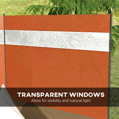Outsunny Camping Windbreaker with Clear Windows and Steel Poles, for Beach Caravan Campervan, 440 x 140cm, Orange