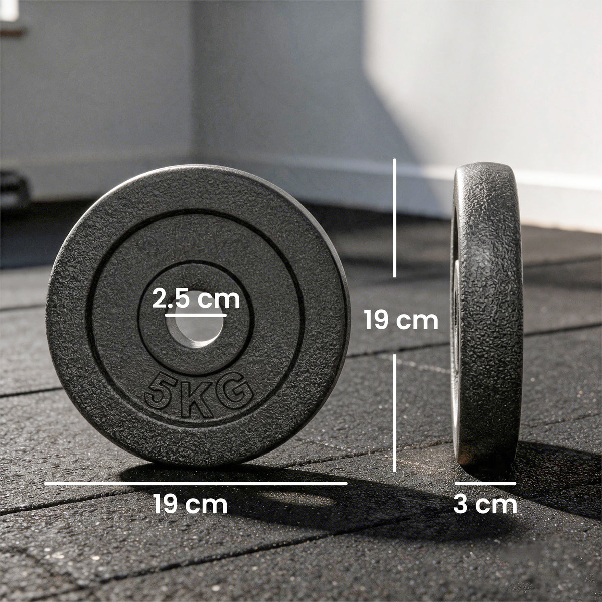 Metal Weight Plates Set | 4 x 5 kg or 4 x 2.5 kg Options | 1 Inch Standard Fit | Rust-Resistant Finish | Dumbbell & Barbell Compatible | Grey