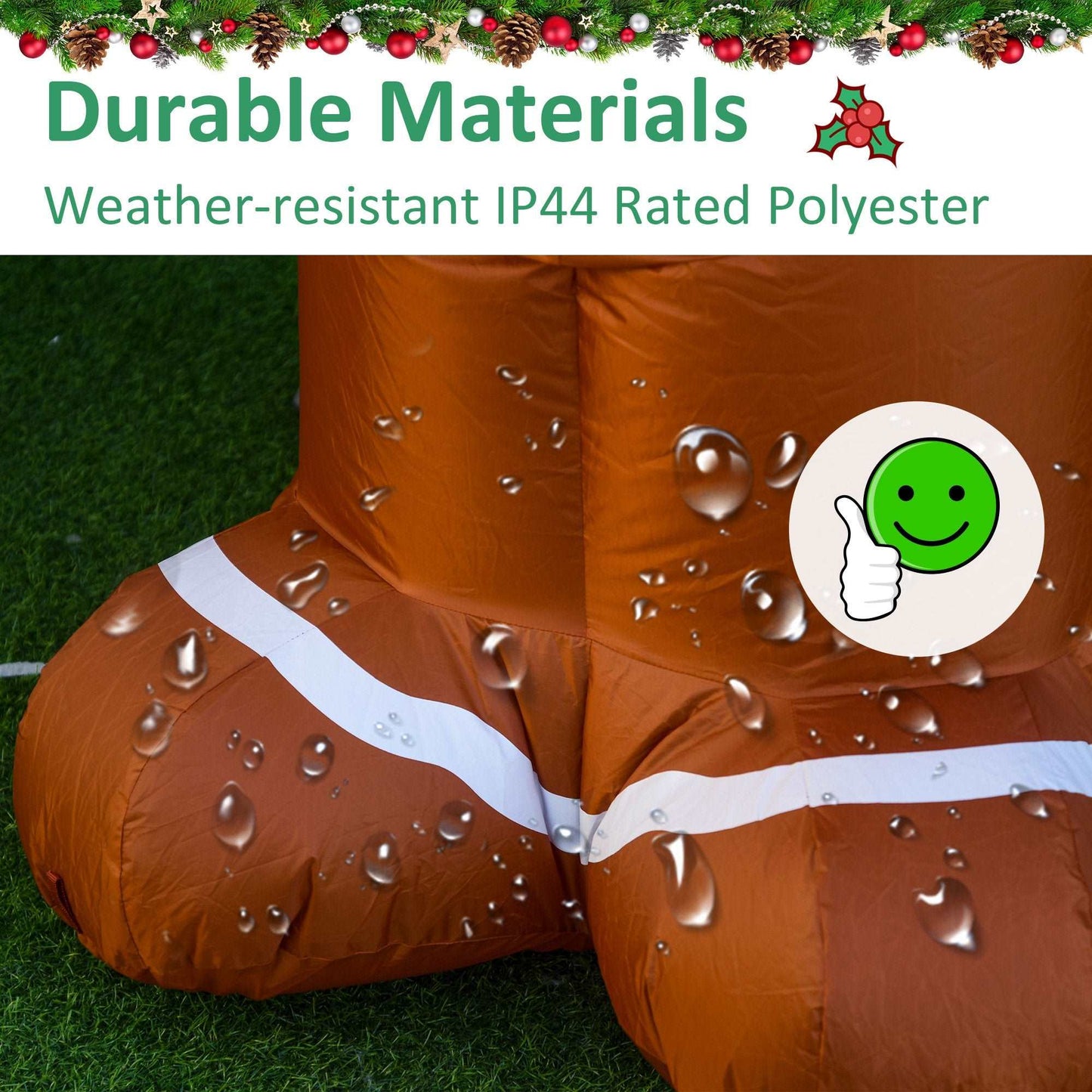183cm Christmas Inflatable Gingerbread Man Holiday Yard Lawn Decoration with LED Lights, Indoor Outdoor Blow Up Decor