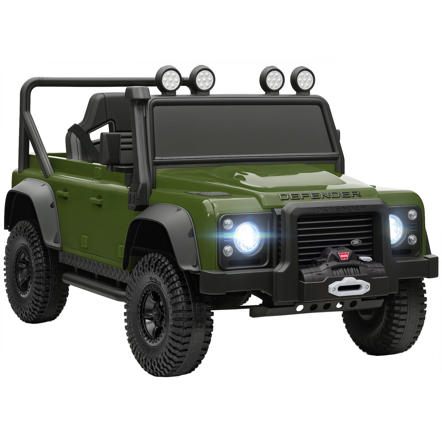 AIYAPLAY Kids Official Licensed Land Rover Defender 110 SVX Ride On Car with Remote Control, Music, Horn, 4 Spring Suspension Wheels, LED Lights for 3-5 Years Old