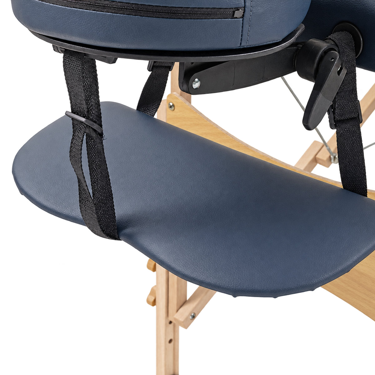 Portable Massage Table | Dark Blue 2-Section Folding Beauty Bed | Beech Frame, 4cm Padding & Carry Bag | Adjustable Height 67–92cm
