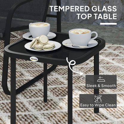 Outsunny Three-Piece Garden Seating Chairs & Table Set - Black