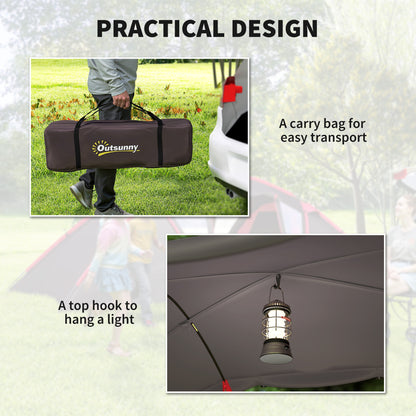 4-6 Man Family Camping Tent w/ 2 Bedrooms and a Living Room, Waterproof Tunnel Tent w/ Sewn In Groundsheet, Doors, Windows, Bag