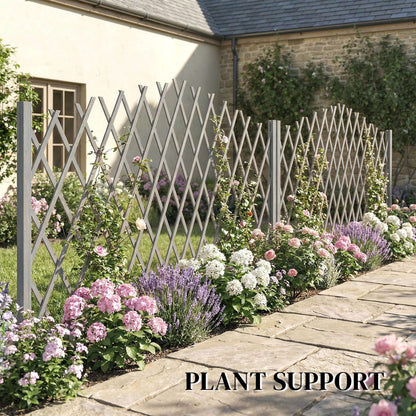 2 Pack Expanding Garden Fence Panels | 180cm Wide | Freestanding | Foldable | Varnished Fir Wood | Dark Grey