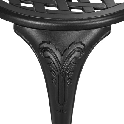 Outsunny 3 Piece Garden Bistro Set, Cast Aluminium Outdoor Furniture Set with Umbrella Hole for Balcony, Porch, Patio, Black