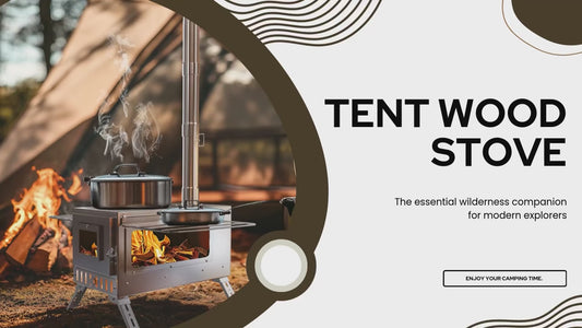 Portable Camping Tent Stove Stainless Steel Wood Burning Stove W/ 7 Chimney Pipe