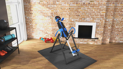 Gravity Inversion Table with Safety Belt Adjustable Hand Stand for Muscle Pain Relief, Blue