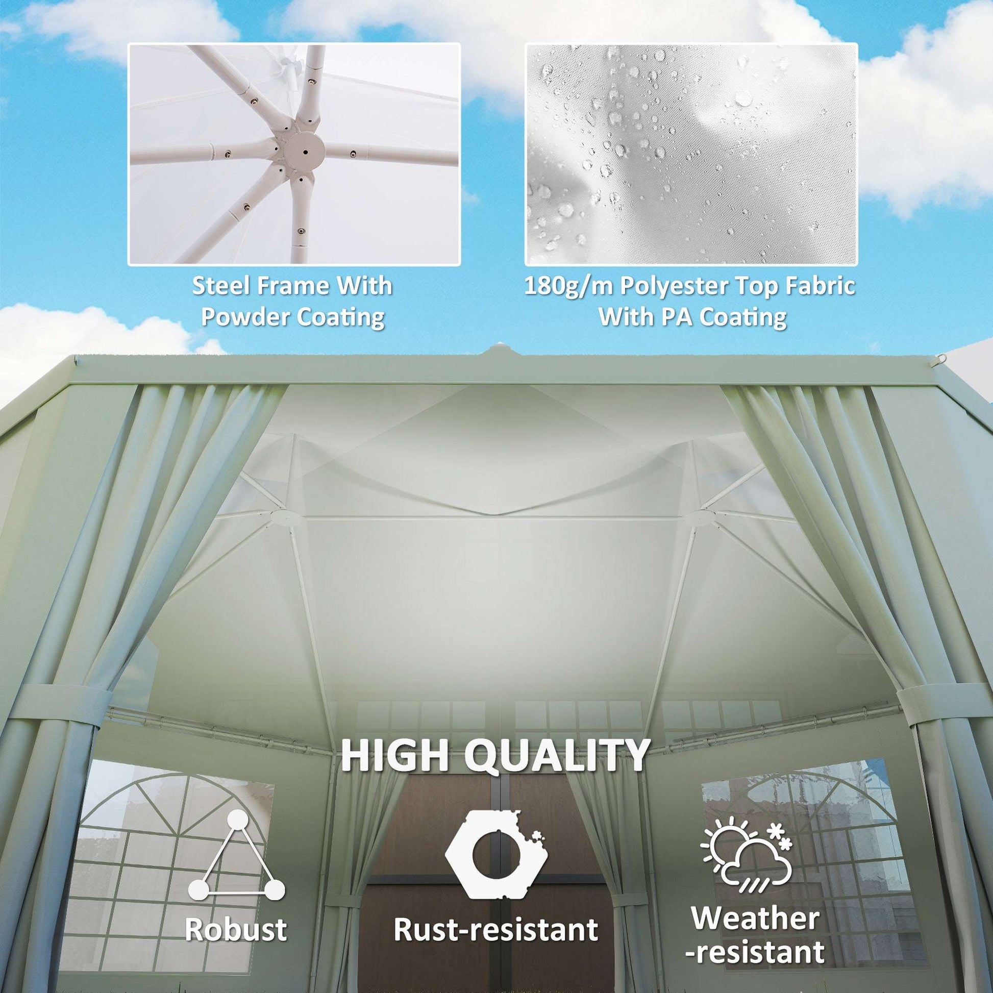 Outsunny 6.8 x 5m Octagonal Party Tent Marquee Gazebo - White