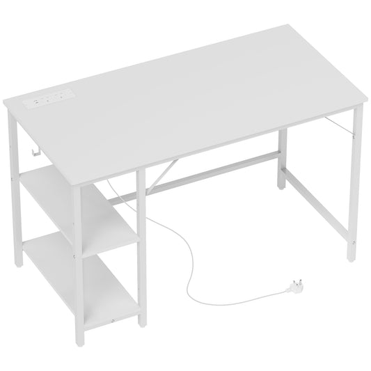 20 x 60 cm Computer Desk with Power Outlets and Reversible Shelves - White