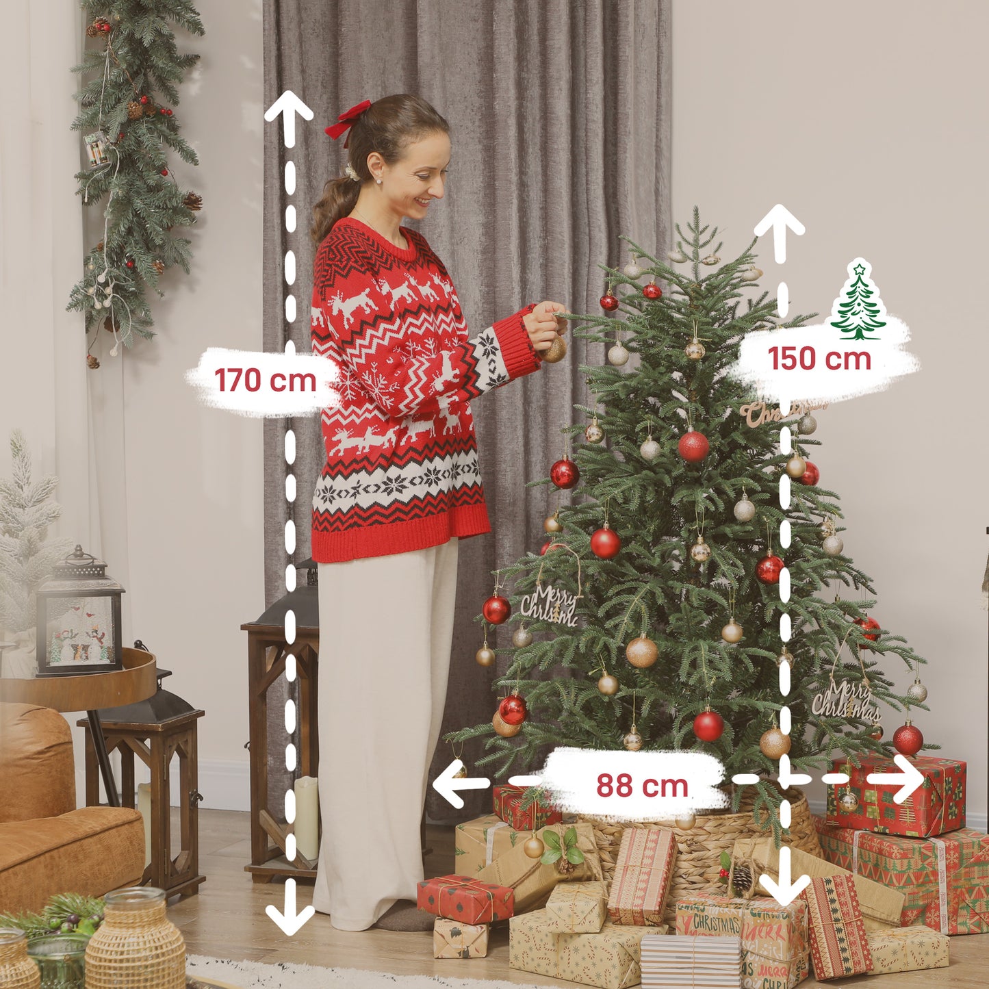 5 ft Full Spruce Christmas Tree with Realistic Dense Tips, Easy Assembly - Green