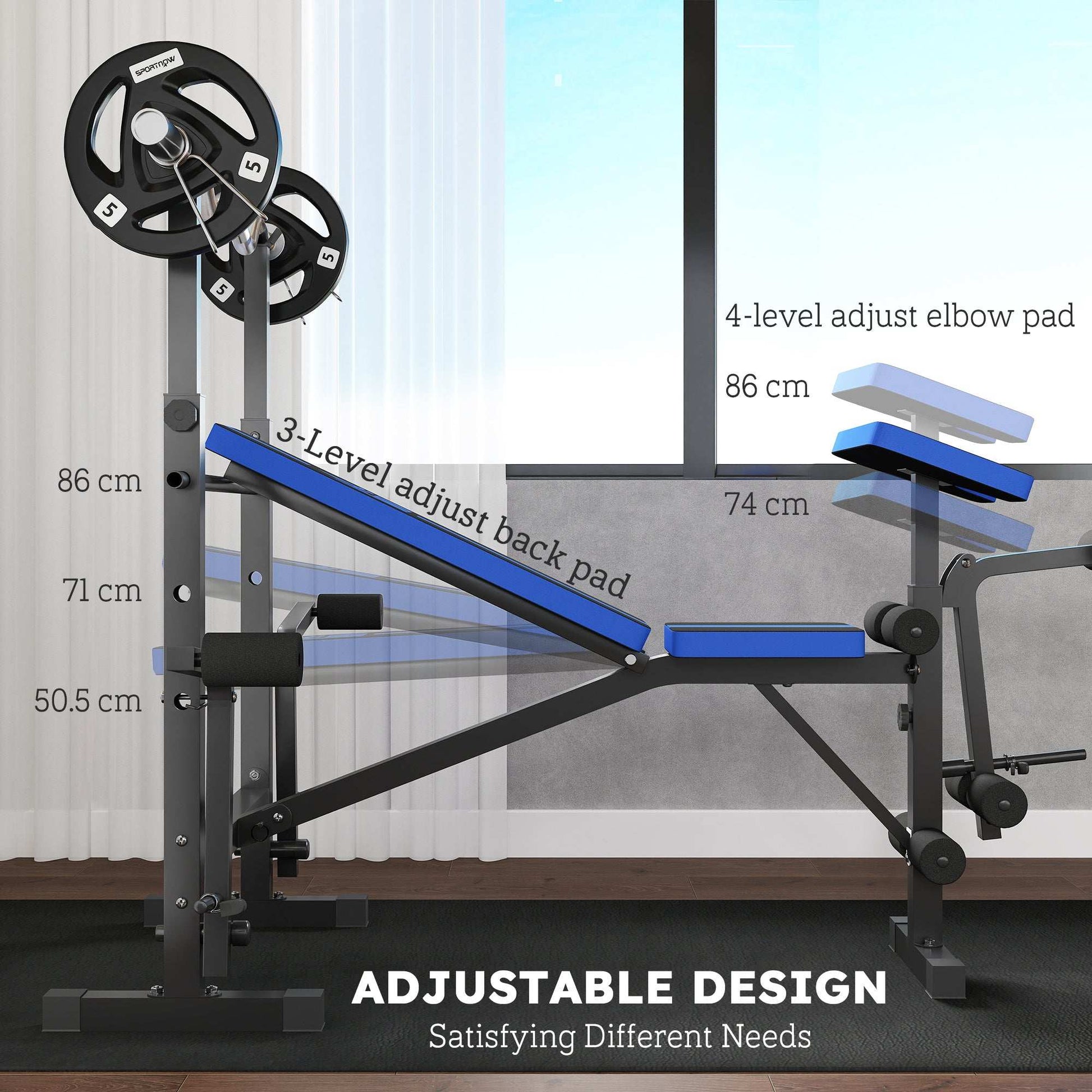 Adjustable Weight Bench with Leg Developer Barbell Rack for Weight Lifting and Strength Training Multifunctional Workout Station for Home Gym