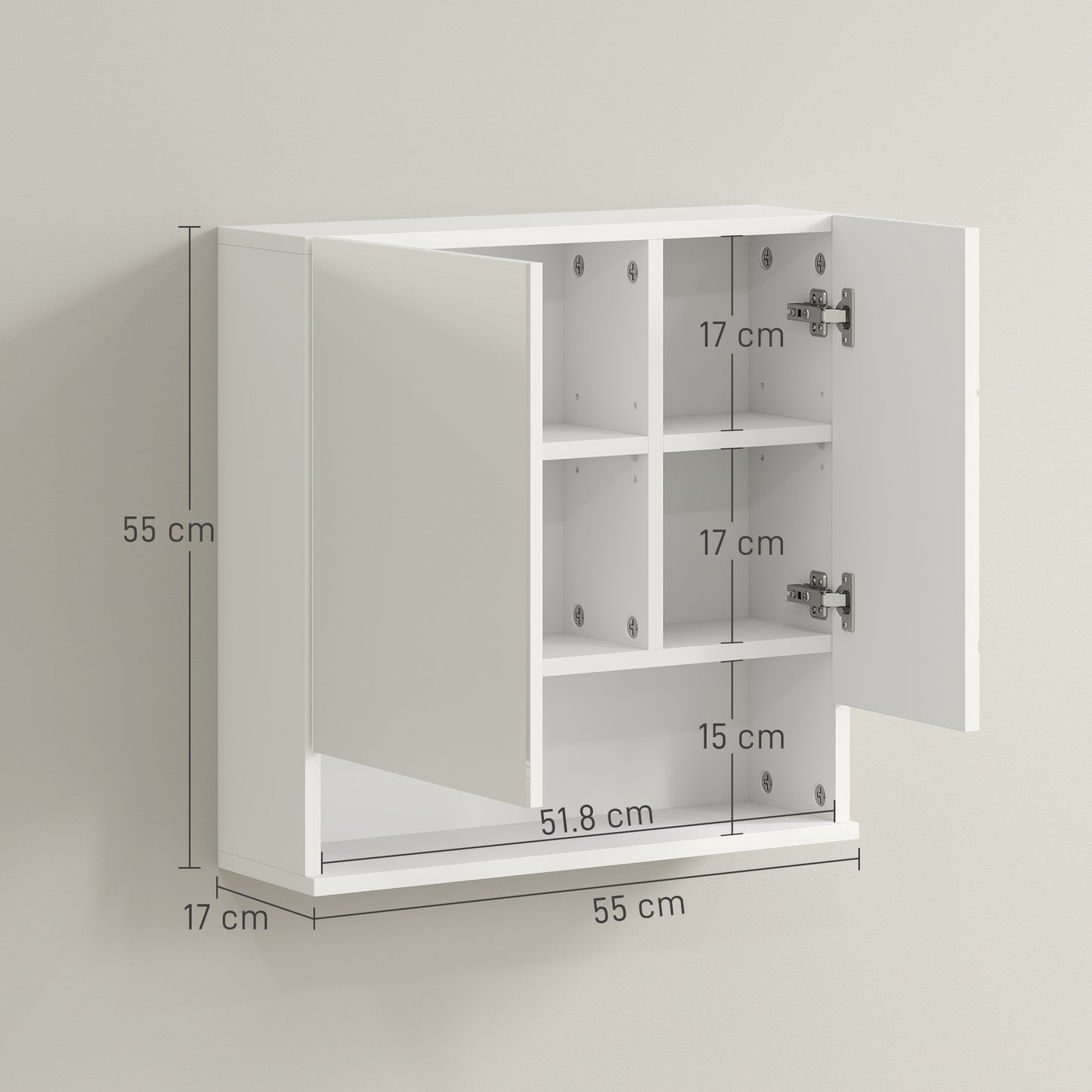 Kleankin Wall Mounted Bathroom Storage Cupboard - White
