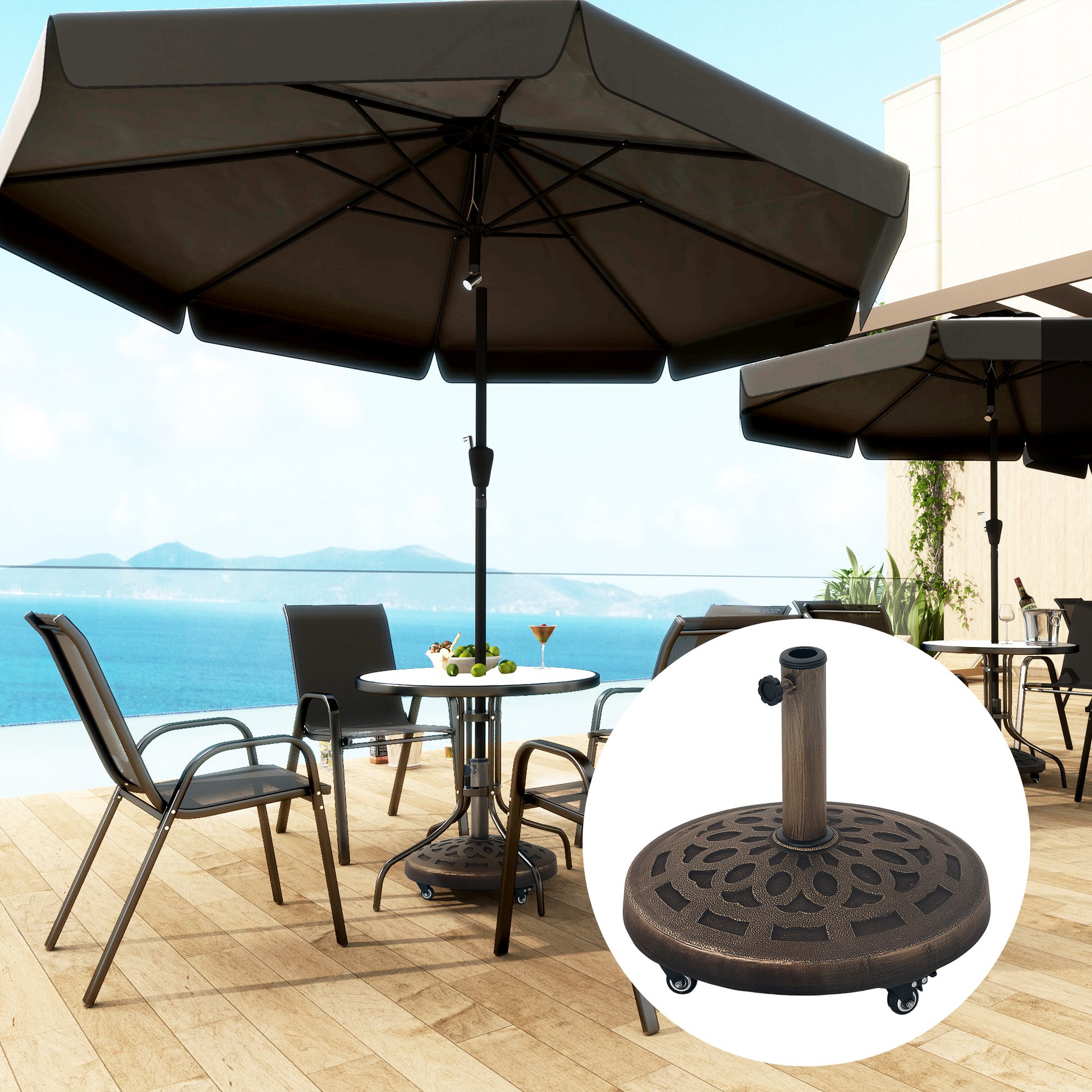 adams patio umbrella stand Backyard Bundle traffic environments Seasonal Trends UMAC10BKOBD-34 Umbrella and