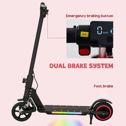 Folding Electric Scooter for Kids Age 6-14 with Dual Brakes, Front Suspension, LED Colourful Lights and Display, 6.8kg Lightweight Aluminium E Scooter, Up to 14 KM/H & 6 KM