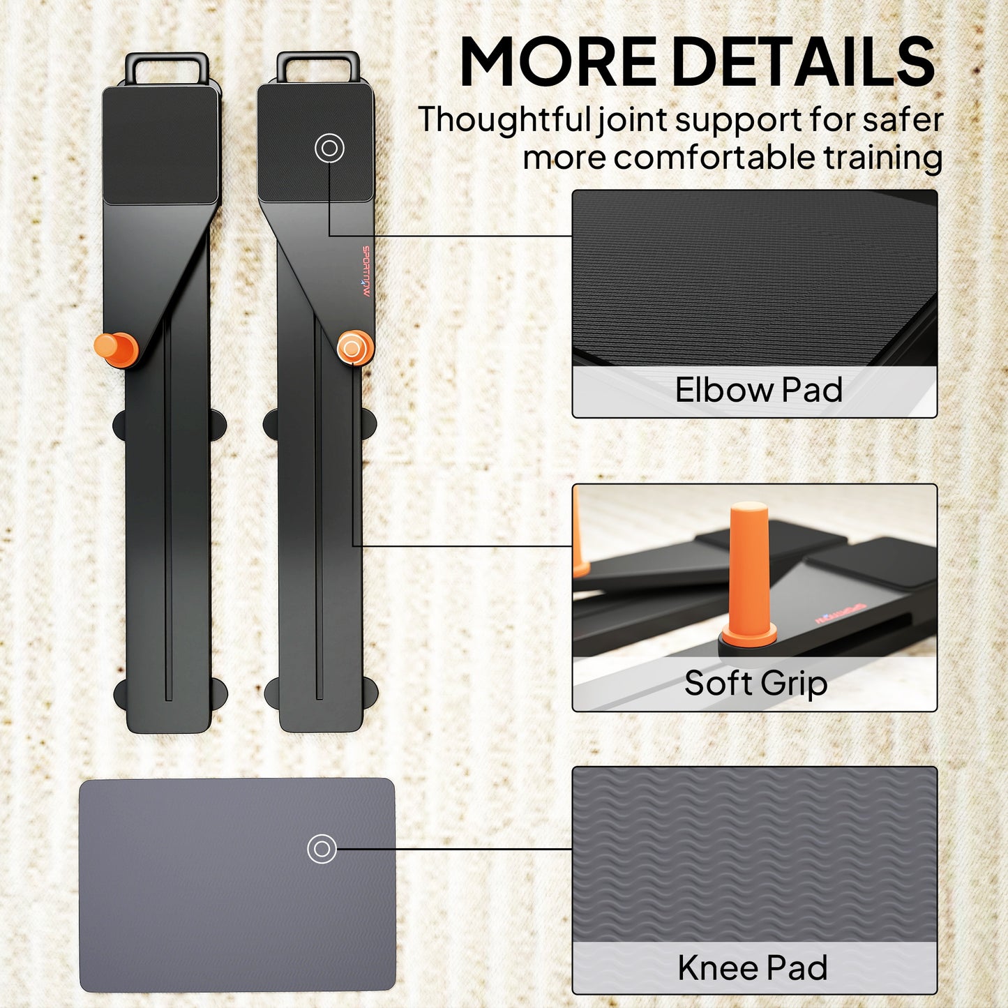 Push Up Board Set of 2, Portable Press Up Board with Dual Glide Rails, Knee Pad, Pushup Stand Pilates Reformer Machine for Home Gym, Multifunctional Workout Equipment