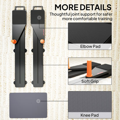 Push Up Board Set of 2, Portable Press Up Board with Dual Glide Rails, Knee Pad, Pushup Stand Pilates Reformer Machine for Home Gym, Multifunctional Workout Equipment