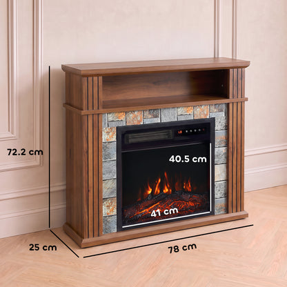 Electric Fireplace Suite | 1800W Fire & Wood-Effect Surround | 78cm, Open Shelf & Roman-Style Pillars | Remote, Timer & Memory