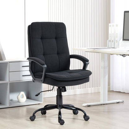 Linen-Look Double-Padded Office Chair - Black