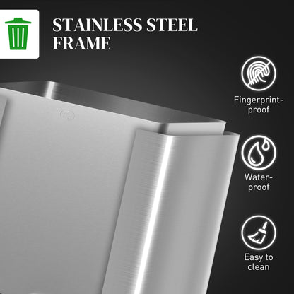 30L Dual Compartment Stainless Steel Bin, with Deodoriser Holders - Silver Tone